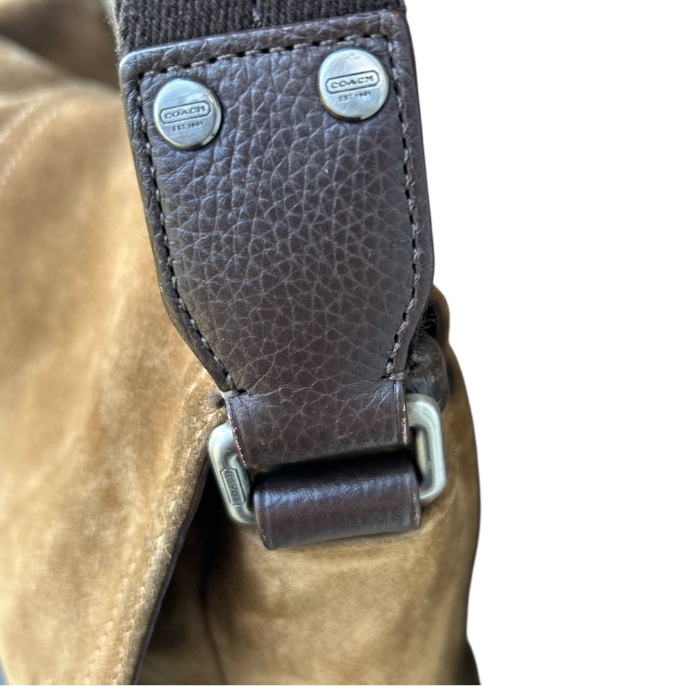 Coach Suede Messenger Bag F70416 | Brown Leather Crossbody | Unisex Vintage - Picture 8 of 17